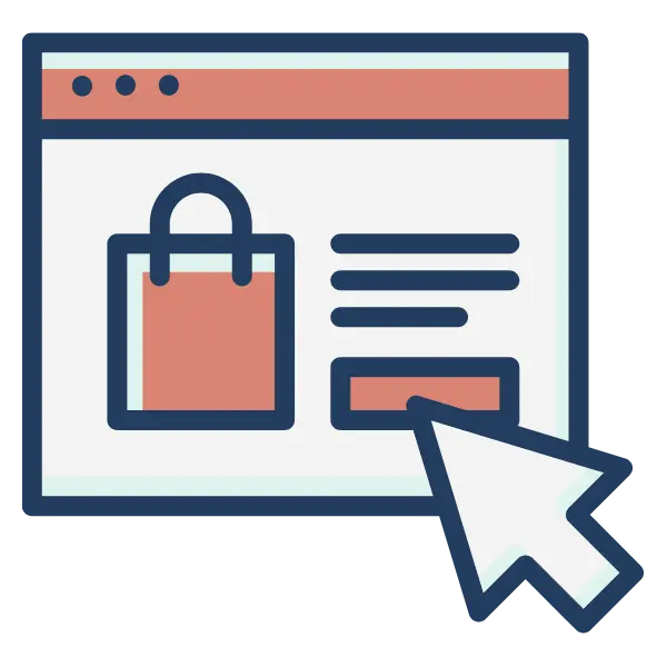 Icono representando diseño de tienda online con proceso de compra