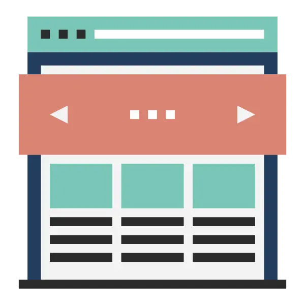 Icono de navegador con slider gráfico que representa una web visualmente estructurada